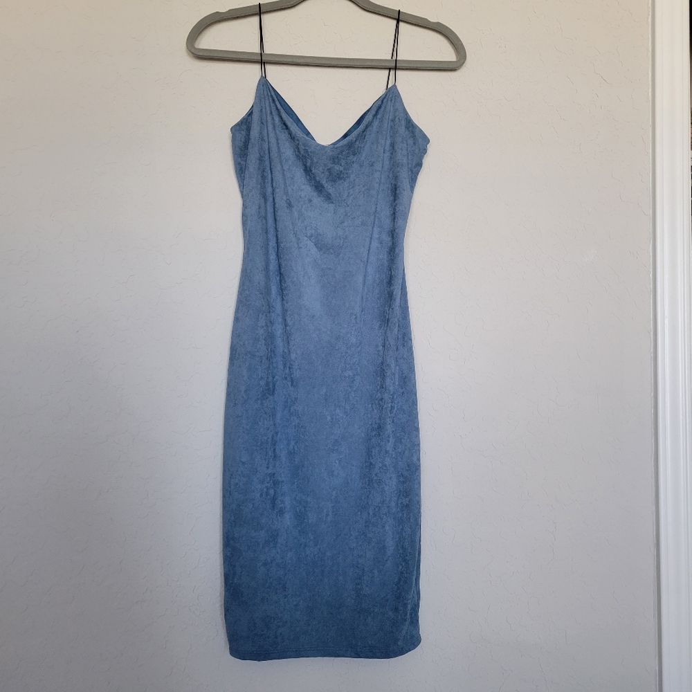 Charlotte russe Soft Baby blue suede like material midi dress